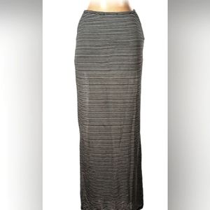 Foreign Exchange black and white striped side-slit long skirt
